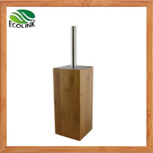 Bamboo Wooden Stainless Steel Bathroom Toilet Brush and Holder Set